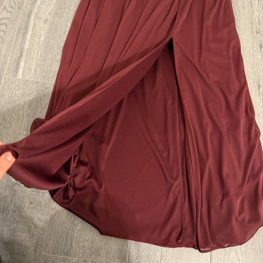 Davids Bridal Burgundy Chiffon Bridesmaid Dress Womens Size 10 - Picture 8 of 9